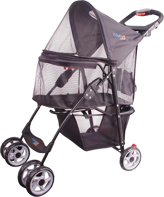 Full-Window pet Stroller 4 Wheels for Cats & Dogs