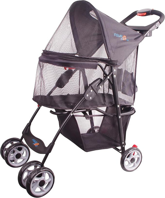 Full-Window pet Stroller 4 Wheels for Cats & Dogs