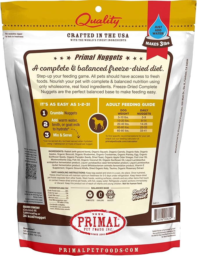 Primal Freeze Dried Raw Dog Food Nuggets 14 oz