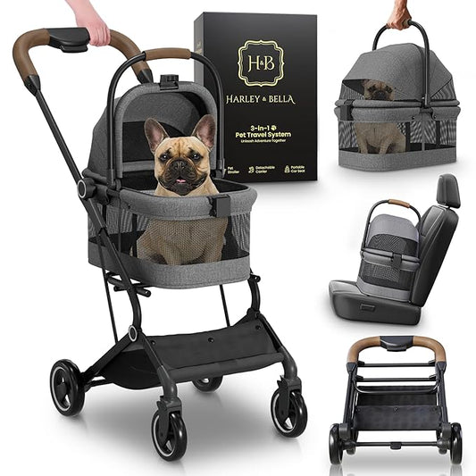 Dog Stroller -3 in 1 Pet Stroller. Detachable 360° Swivel 35lbs