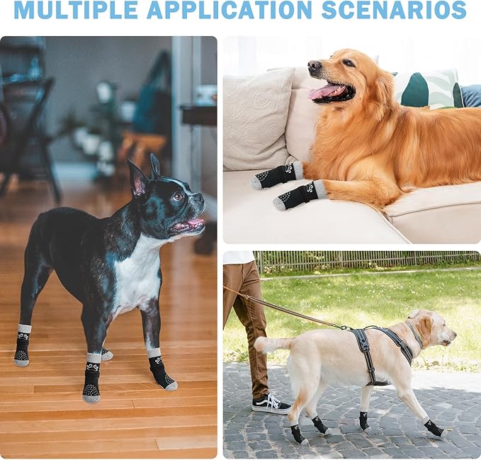 SCENEREAL Dog Socks to Prevent Licking Paws for Hardwood Floors Anti Slip