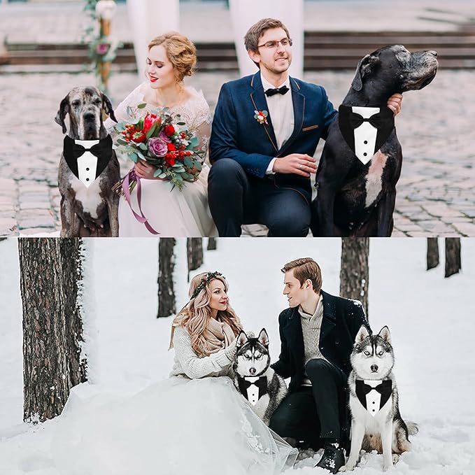 Dog Tuxedo Dog Suit Dog Wedding Bandana Collar with Bow Tie 15”-25”)