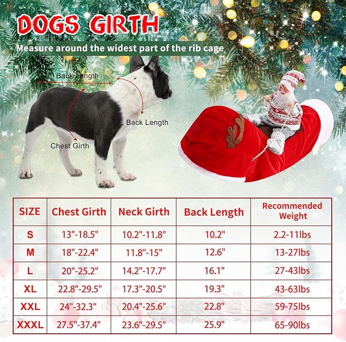 BWOGUE Santa Dog Costume Christmas Pet Clothes Santa