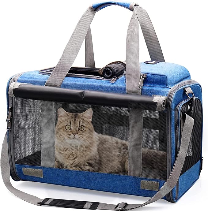 Cat Carrier Large Pet Carrier for 2 Cat 18.5"x11.8"x11.8" Cat 5-Windows Breathable