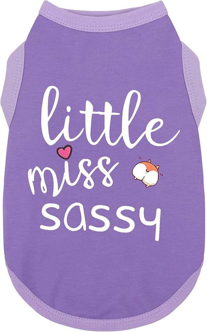 Paiaite Dog Clothes Fashionable Sleeveless Pet Vest: 'Little Miss Sassy' Printed Cotton Dog Shirt, Ideal for Small, Medium, and Large Breeds, Ensuring Comfort and Breathability Purple L