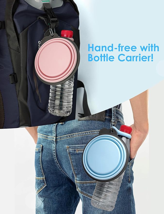 Aonkey Collapsible Dog Bowls with Bottle Carrier 2 Pack 15oz
