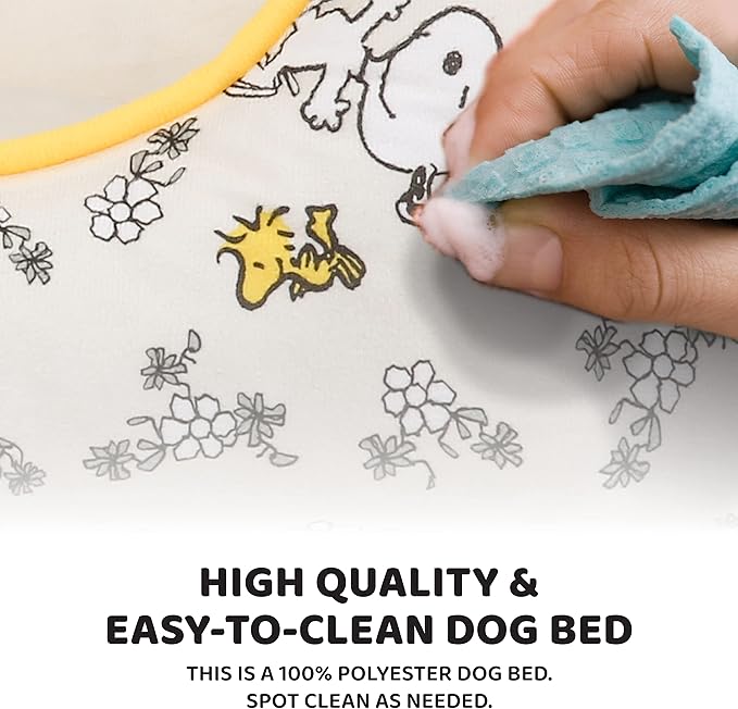 Snoopy & Woodstock Cuddler Dog Bed in Beige 24" x 19" x 8"