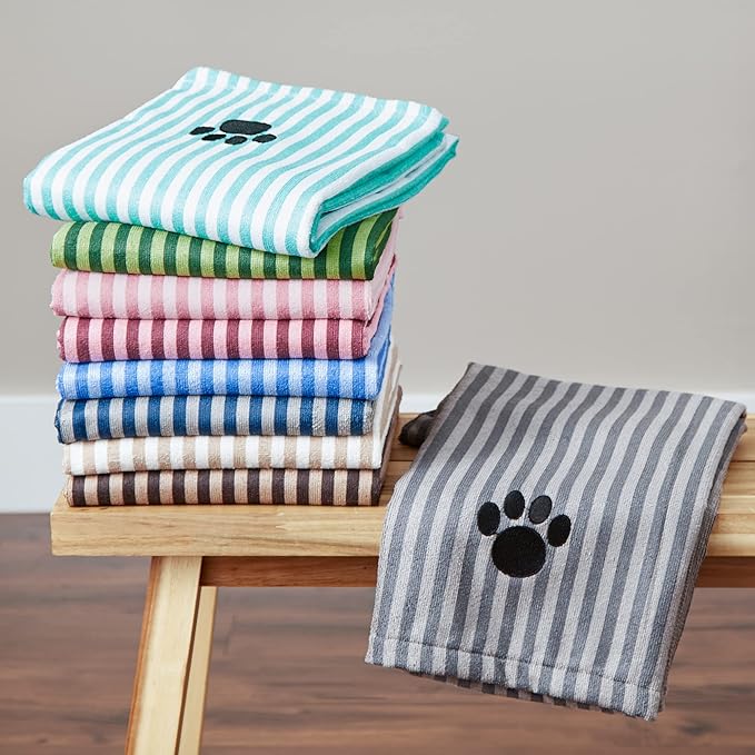 Bone Dry Pet Grooming Towel Collection Absorbent Microfiber X-Large 41x23.5", Striped