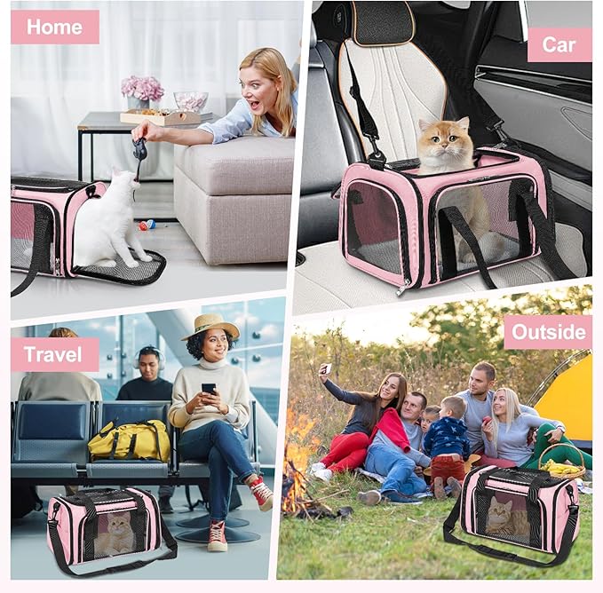 Cat Dog Carrier Up to 15 Lbs TSA Airline Approved Pet Carrier for Small Medium Cats Puppies Dog Carriers for Small Dogs Collapsible Soft Sided Cat Travel Carrier 15.7"x10.2"x10.2"
