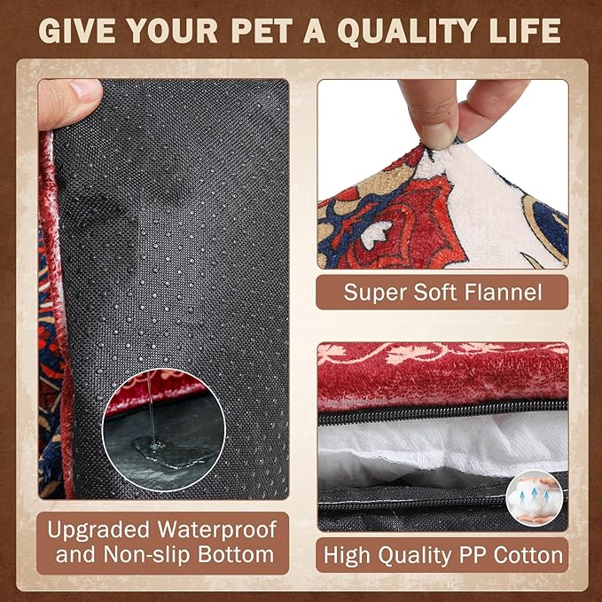 SCENEREAL Dog Crate Mat for Small Medium Large Dogs 18" x 24", Red