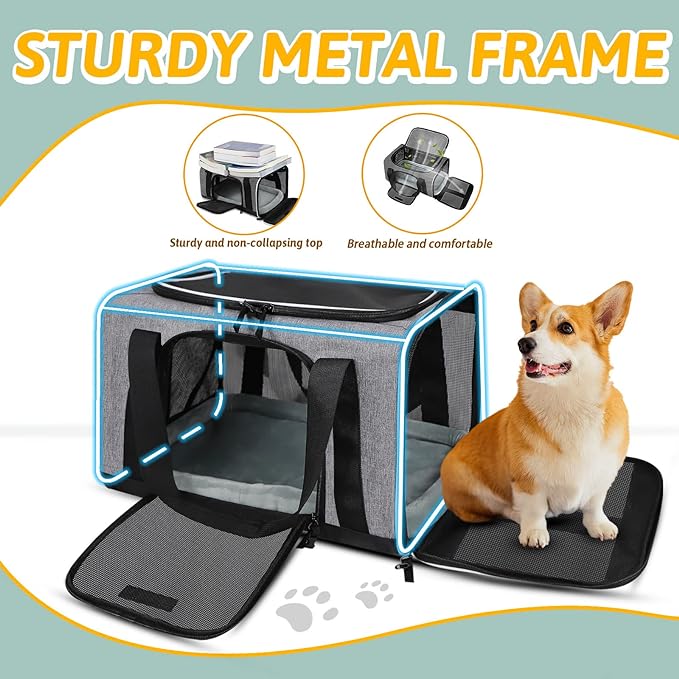 Petskd Pet Carrier 17x11x10.5 Delta American United Airline Approved 5-Sided Breathable