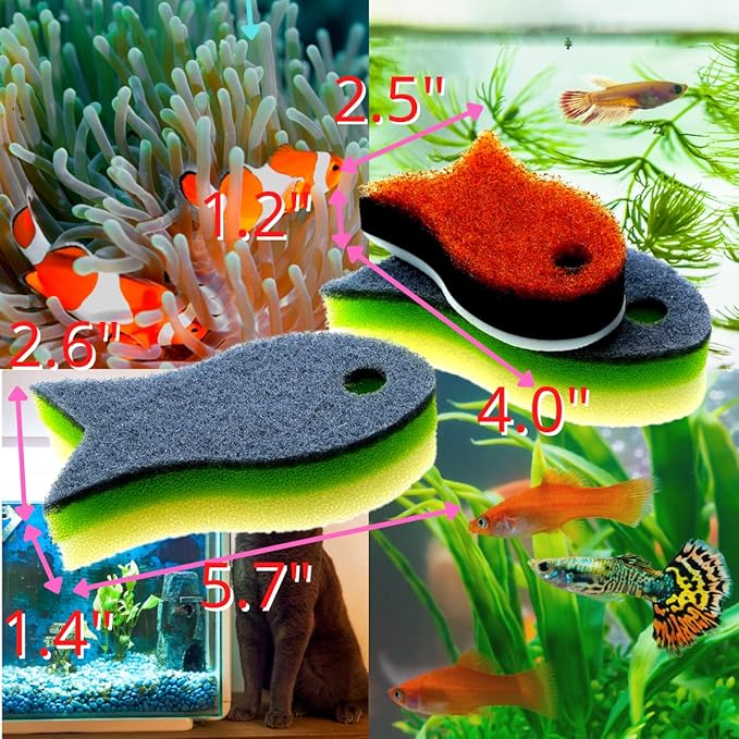 3 Packs Aquarium Fish Shape Glass Cleaner Sponge 4 Kinds