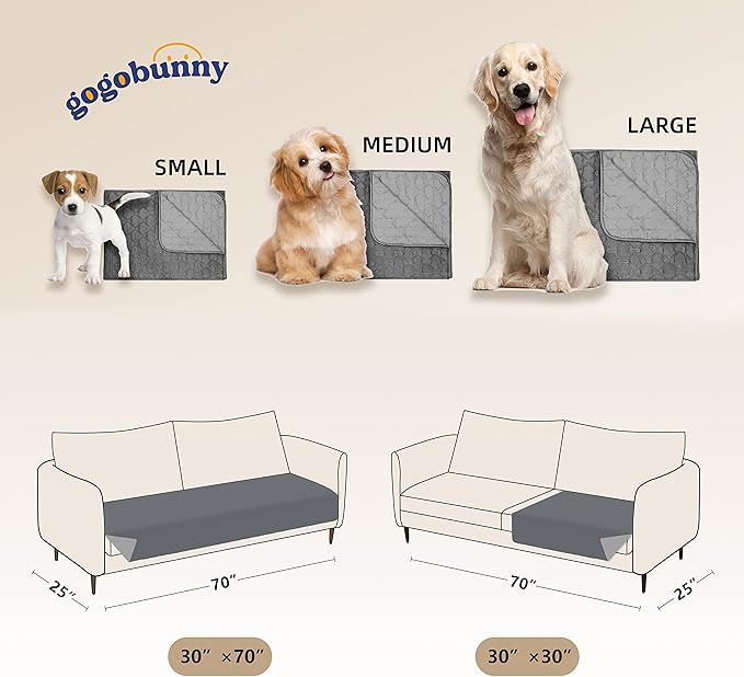 gogobunny 100% Double-Sided Waterproof Dog Bed Cover Pet Blanket Sofa Couch Furniture Protector for Puppy Large Dog Cat (32x53 Inch 1), Dark