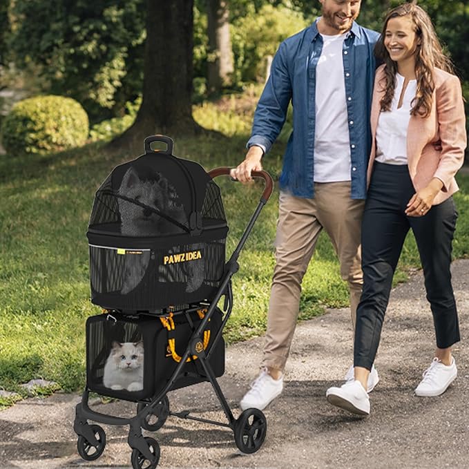 PAWZIDEA Double Pet Stroller for 2 Cats Dogs Small & Medium 2 Dog