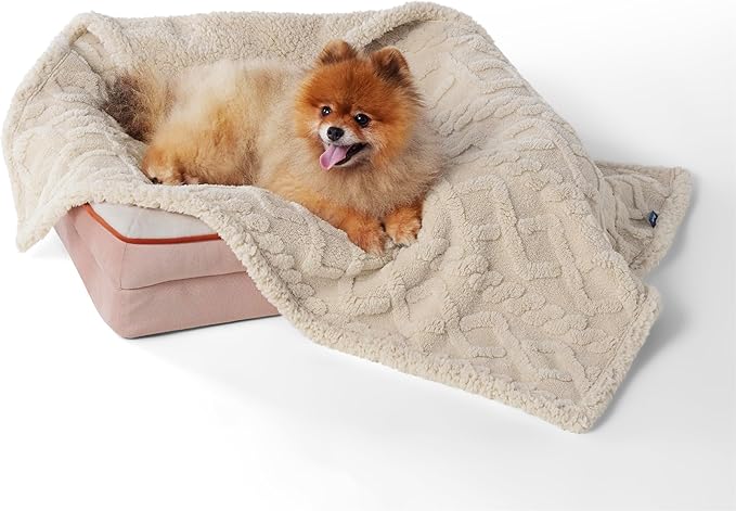 Bedsure Waterproof Dog Blankets for Small Dogs 25"x35", Cream