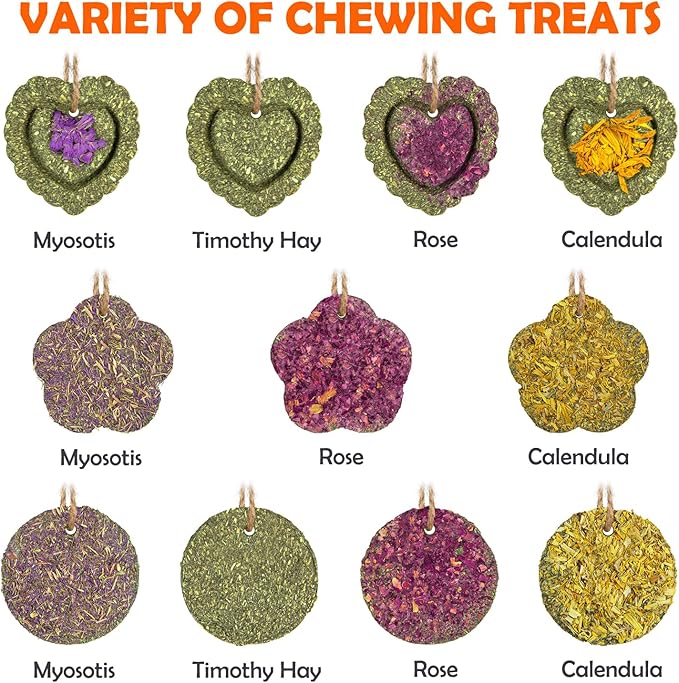 Sofier 18pcs Timothy Hay Treats Rabbit Toys Natural