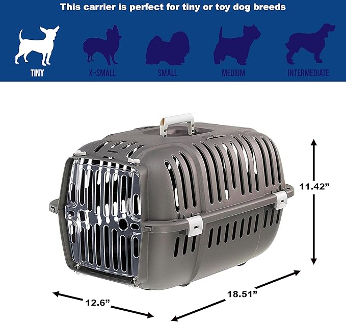 Ferplast Jet Pet Carrier: Value Dog Carrier Suitable for Toy Dog Breeds & Small Cats 18.51L x 12.6W x 11.42H inches,