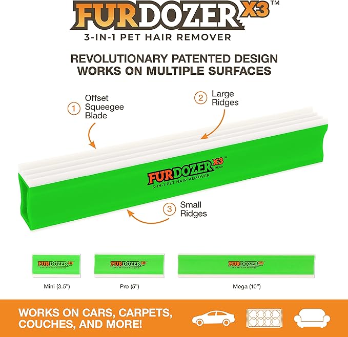 FurDozer X3 MEGA Pet Hair Remover & Auto Detailing Tool 10"