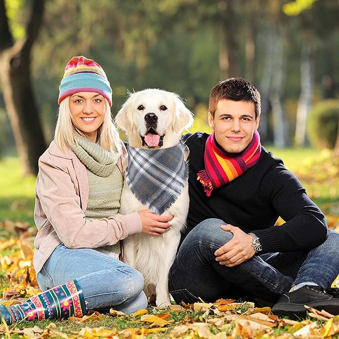 STMK Fall Dog Bandana, 4 Pack Holiday Fall Thanksgiving Day Dog Bandanas with Tassels Edges for Small Medium Large Dogs