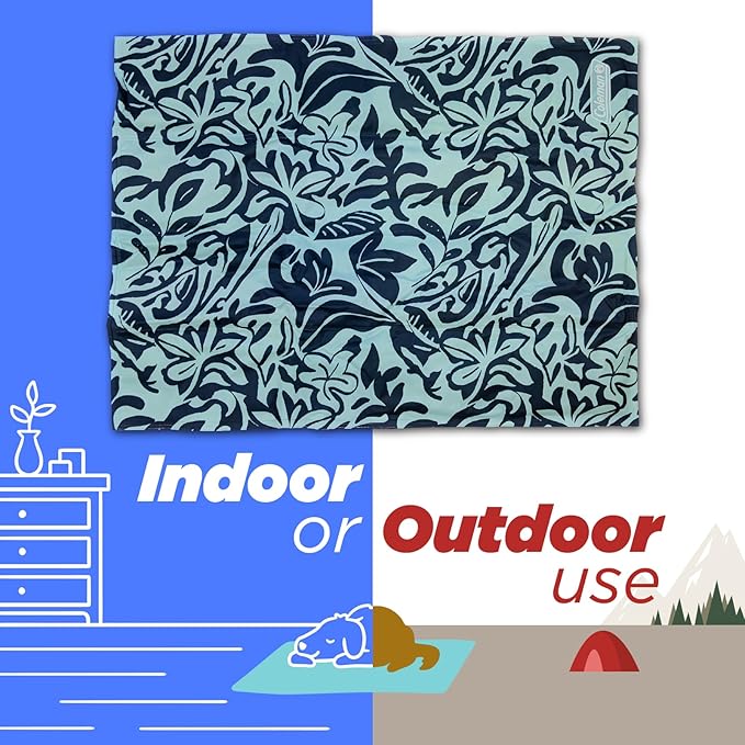Coleman Small Navy Botanical Pattern Reversible Cooling Mat 18” x 24”