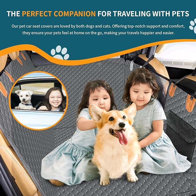 Dog Car Seat Cover for Back Seat Hard Bottom Heavy Seat Extender for Dogs