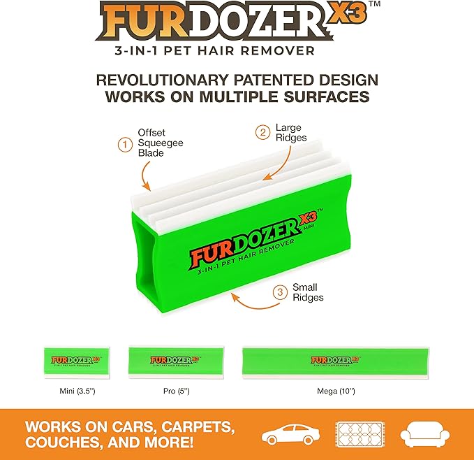 FurDozer X3 MINI Pet Hair Remover & Auto Detailing Tool 3.5"