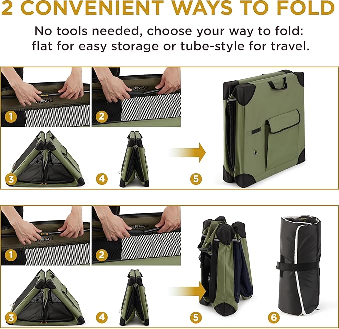 Lesure Soft Collapsible Dog Crate 26 Inch 4-Door Foldable