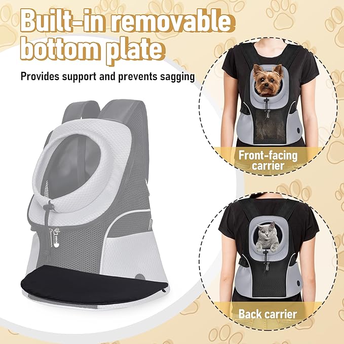 WOYYHO Pet Dog Carrier Backpack Small Dog Front Backpack Ventilated Mesh Dog Travel Back Pack with Safety Belt for Travel Hiking Cycling Outdoor Use (L (10-14 lbs)