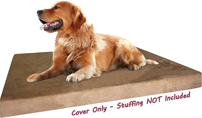 Dogbed4less DIY Pet Bed Pillow Brown MicroSuede Duvet Cover and Waterproof Internal case for Dog at 40X35X4 Inch