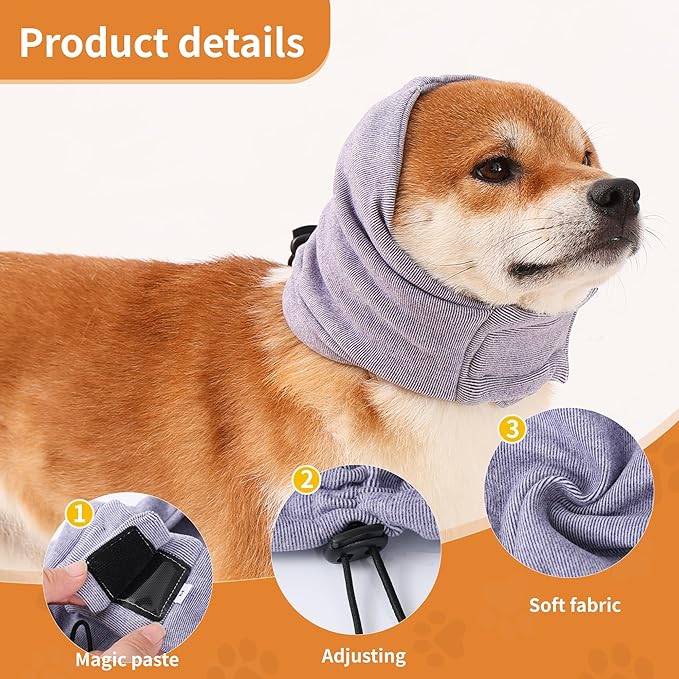 Dog Ear Muffs Noise Protection,Dog Hematoma Ear Wrap, Upgraded Velcro Dog Headband for Anxiety Relief, Warm Dog Ear Cover Winter Hat, Dog Ear Covers for Bath, Thunderstorms