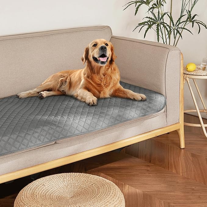 NICETOWN 100% Waterproof Dog Blanket Soft Pet Bed Cover Double Sided Reversible Protect Furniture Couch Sofa Car for Puppy Cat Kids (Dark Grey/Light Grey 30x70 Inch, 1)