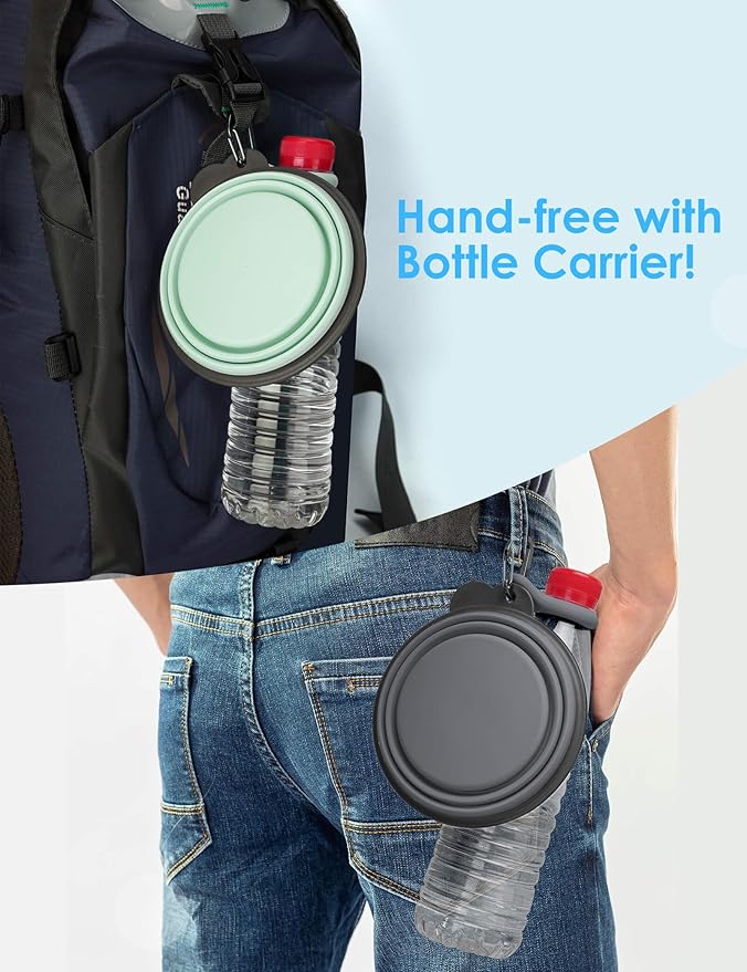 Aonkey Collapsible Dog Bowls with Bottle Carrier 2 Pack 37oz