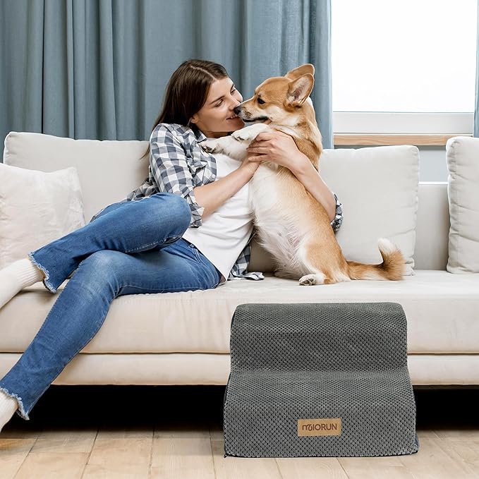 High-Density Foam Dog Stairs for Small Dogs 2-Step Pet 12''