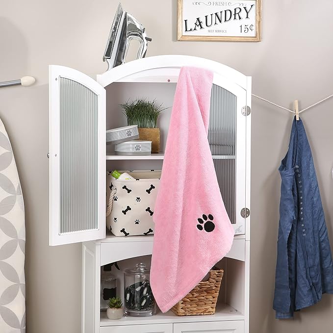 Bone Dry Pet Grooming Towel Collection Absorbent Microfiber X-Large 41x23.5", Embroidered