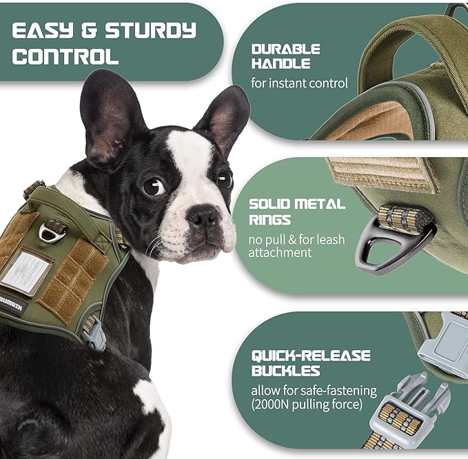 BUMBIN Tactical Dog Harness for Small Dogs No Pull