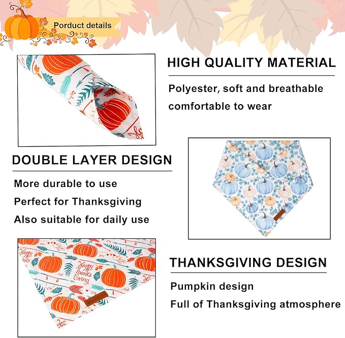 ADOGGYGO Thanksgiving Dog Bandana