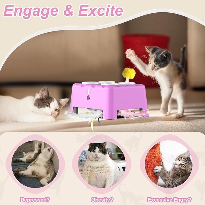 Interactive Cat Toys 2-in-1 Automatic 4 Holes