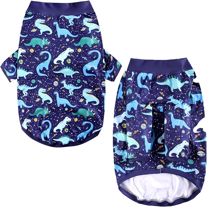 Dog Navy T Shirts with Universe Dinosaur Pattern Printed Pet Shirt Softable Pajamas Large Dogs (3XL, Navy)