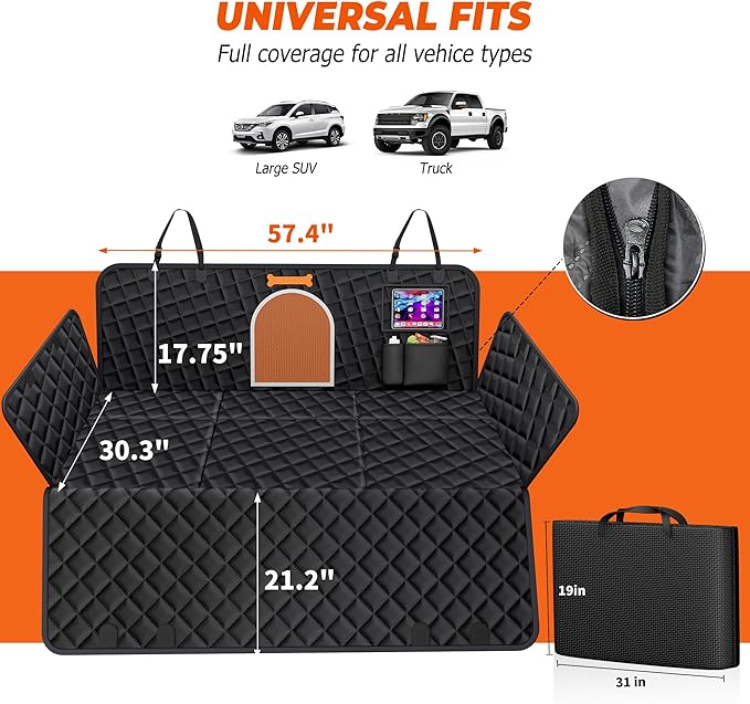 XL Dog Car Seat Cover for Back Seat 6 Foldable