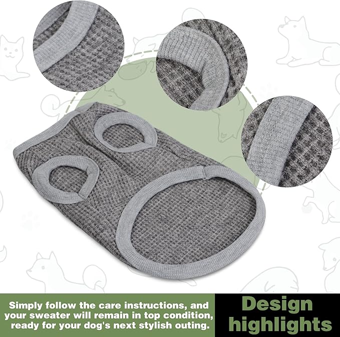 Cozy and Functional Dog Shirts for Small Puppies: Stretchable Gray Attire with Easy-On Design, Ideal for Chihuahuas and Yorkies - Enhance Comfort and Playfulness on Chill Days Small