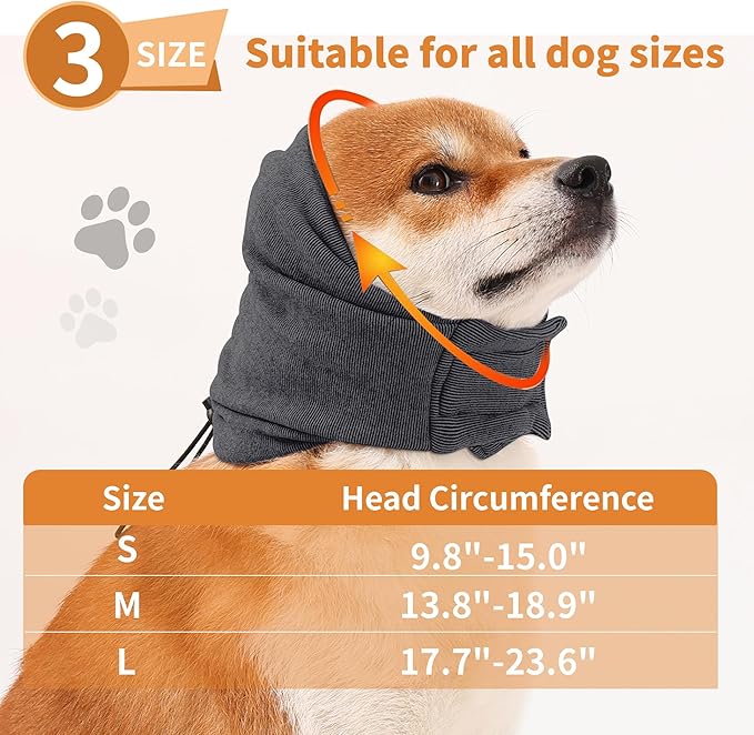 Dog Ear Muffs Noise Protection,Dog Hematoma Ear Wrap, Upgraded Velcro Dog Headband for Anxiety Relief, Warm Dog Ear Cover Winter Hat, Dog Ear Covers for Bath, Thunderstorms