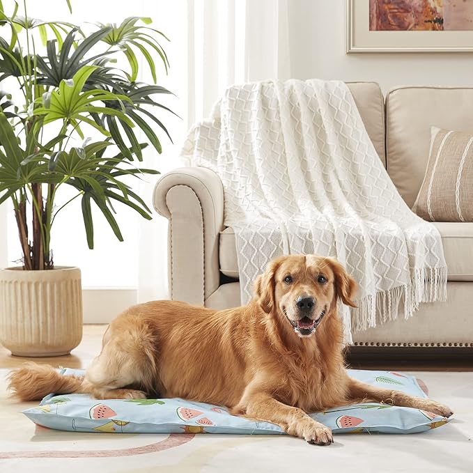 Norvy Pet Cooling Mat Pressure Activated Cooling Mat for Large Dogs 43'' × 32'' Summer Gel Cooling Pad for Kennels Dog Beds Portable Cooling Blanket Water Injection