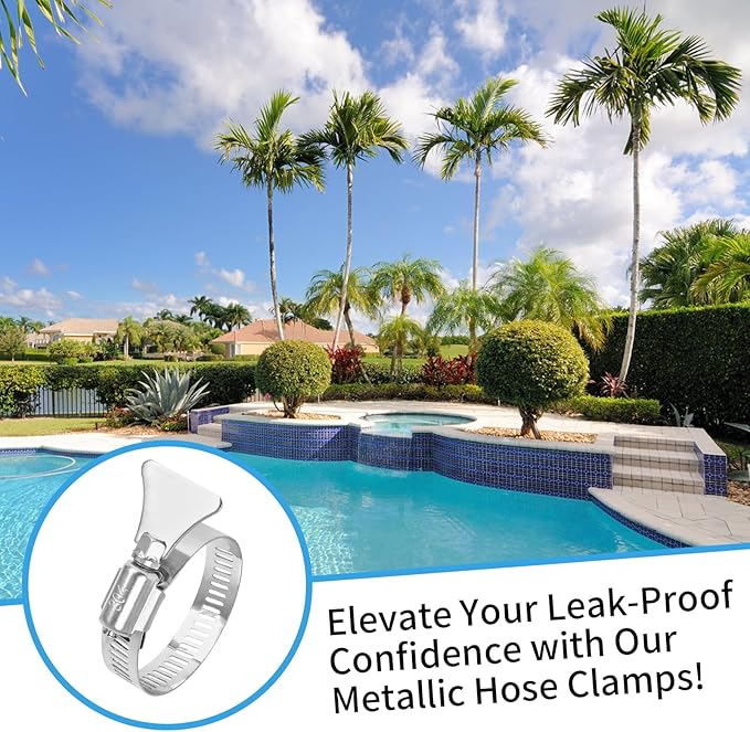 Pool Hose Clamps for 1 1/4" Above Ground Pool Hose 13/16"-1 3/4" (21-44mm) Pool 10 Pcs