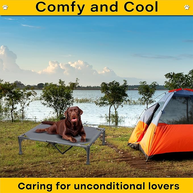 Elevated Dog Bed Raised Dog Bed Cot Bed Small Medium Large Dogs Outdoor Cooling Dog Bed Pet Cat Bed Breathable Mesh Washable (Large 42''L x 25''W)