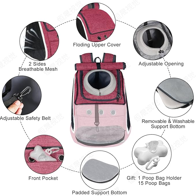 Dog Cat Backpack Carrier for Small Dogs and Cats