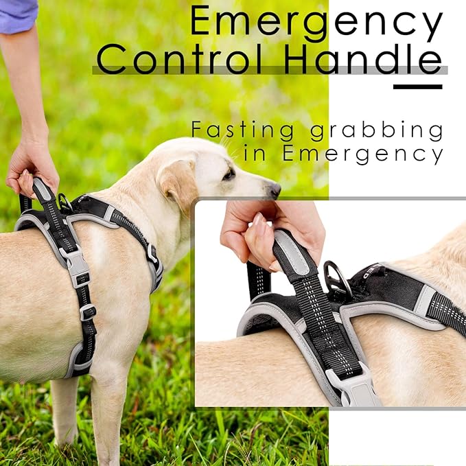 ThinkPet No Pull Harness Breathable Sport Harness with Handle-Dog Harnesses Reflective Adjustable for Medium Large Dogs