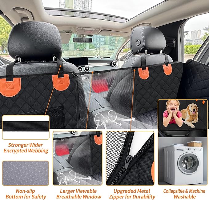 6-in-1 Hard Bottom Back Seat Extender for Dogs-Support 330lb