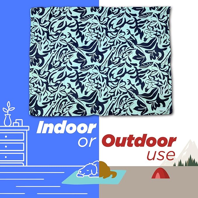Coleman Medium Navy Botanical Pattern Reversible Cooling Mat 24” x 30”