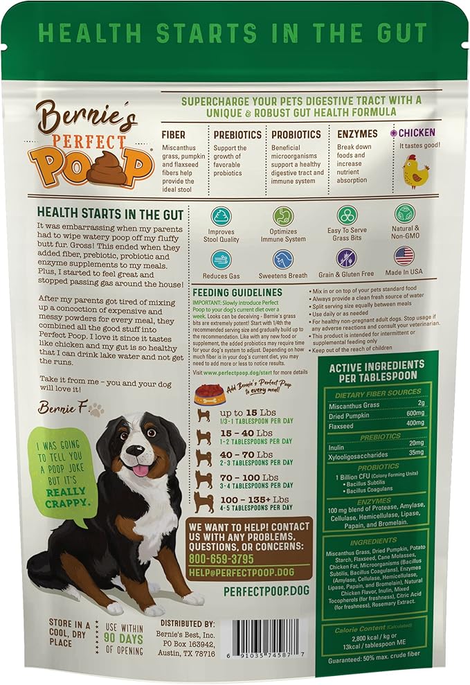 Perfect Poop Digestion & General Health Supplement for Dogs: Fiber 12.8 oz)