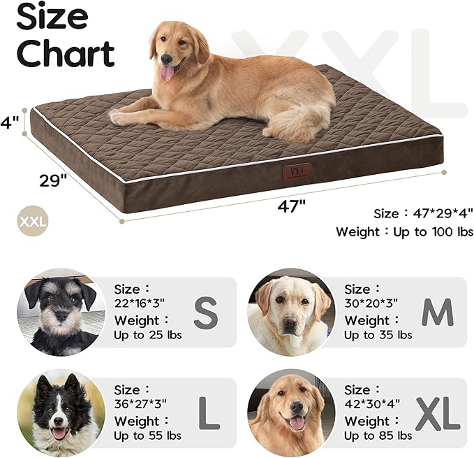 Orthopedic Dog Beds for Large Dogs with Removable Washable Cover 48 inch,